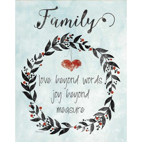 Family Heart Black Modern Wood Framed Art Print with Double Matting by Robinson, Carol