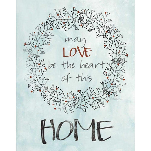 Home Love Wreath White Modern Wood Framed Art Print by Robinson, Carol