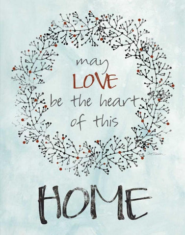 Home Love Wreath White Modern Wood Framed Art Print with Double Matting by Robinson, Carol