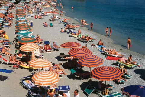 Beach Holiday White Modern Wood Framed Art Print with Double Matting by Delimont, Danita