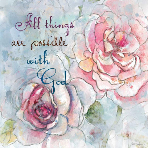 Scripture Flowers Black Ornate Wood Framed Art Print with Double Matting by Robinson, Carol