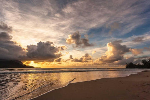 Sunset in Hanalei White Modern Wood Framed Art Print with Double Matting by Delimont, Danita