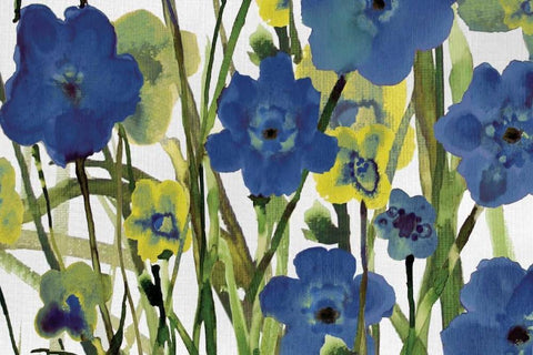 Picking Flowers White Modern Wood Framed Art Print with Double Matting by Jill, Susan