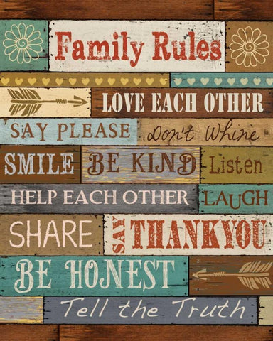 Family Rules White Modern Wood Framed Art Print with Double Matting by Knutsen, Conrad
