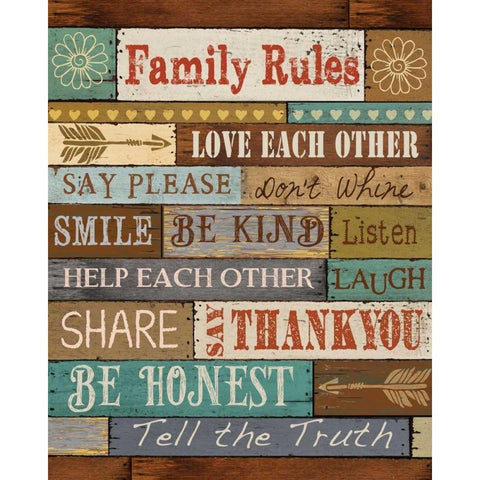 Family Rules Black Modern Wood Framed Art Print by Knutsen, Conrad
