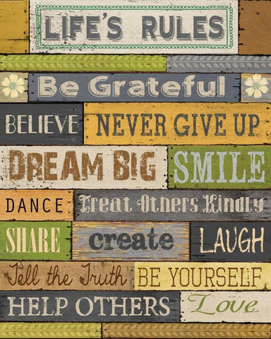 Lifes Rules White Modern Wood Framed Art Print with Double Matting by Knutsen, Conrad