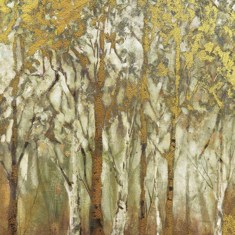 Birch Grove West Gold Ornate Wood Framed Art Print with Double Matting by Robinson, Carol