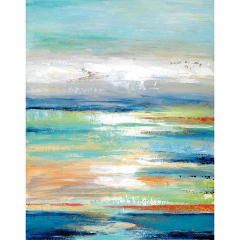 Out To Sea White Modern Wood Framed Art Print by Tava studios
