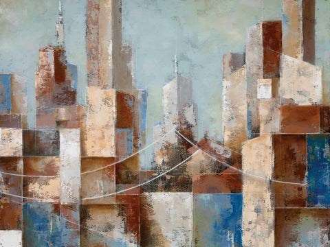 Cityscape White Modern Wood Framed Art Print with Double Matting by Berman, Ken