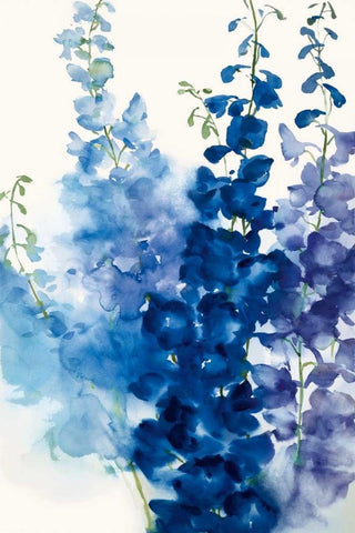 Delphinium II Black Ornate Wood Framed Art Print with Double Matting by Daniels, Rogier