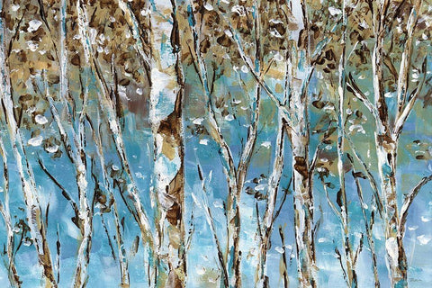 Winter Birch Black Ornate Wood Framed Art Print with Double Matting by Craven, Katrina