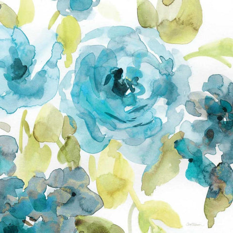 Belles Blue II White Modern Wood Framed Art Print by Robinson, Carol