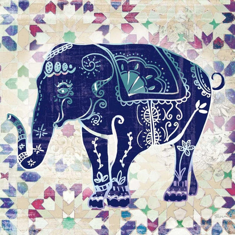 Painted Elephant II White Modern Wood Framed Art Print by Craven, Katrina