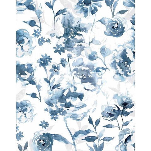 Indigo Garden White Modern Wood Framed Art Print by Robinson, Carol