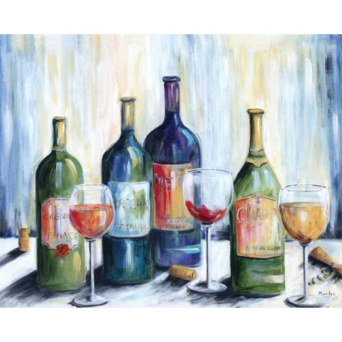 Dinner Party I White Modern Wood Framed Art Print by Dunlap, Marilyn