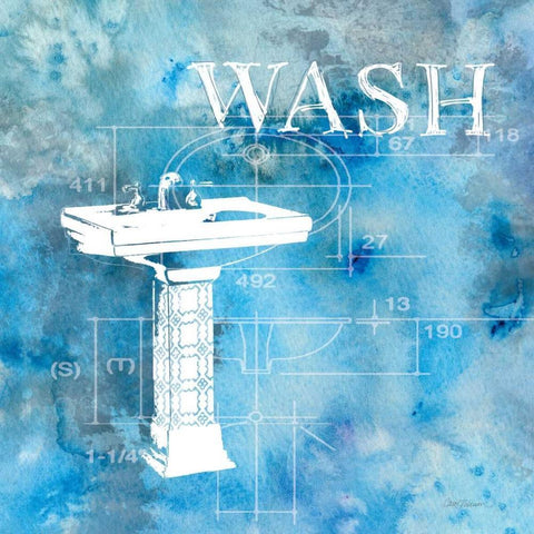 Bath Plans II White Modern Wood Framed Art Print with Double Matting by Robinson, Carol