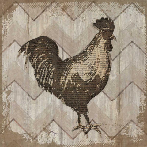Well Read Rooster Gold Ornate Wood Framed Art Print with Double Matting by Tava Studios