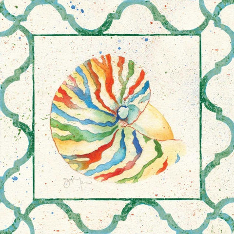 Zebra Nautilus Black Modern Wood Framed Art Print by Tava Studios