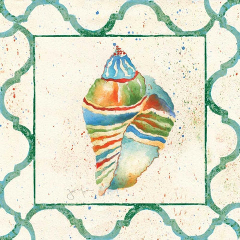 Zebra Conch White Modern Wood Framed Art Print by Tava Studios