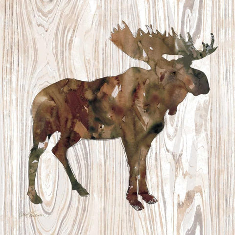 Pine Forest Moose White Modern Wood Framed Art Print by Robinson, Carol