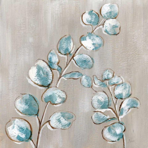 Eucalyptus I White Modern Wood Framed Art Print with Double Matting by Nan