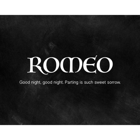 Romeo and Juliet I Black Modern Wood Framed Art Print by CAD Designs