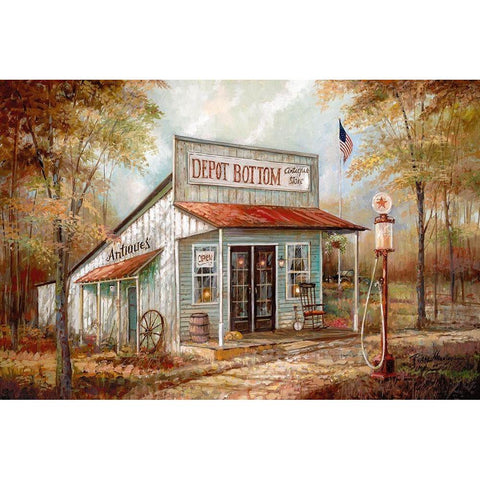 Depot Bottom Gold Ornate Wood Framed Art Print with Double Matting by Manning, Ruane