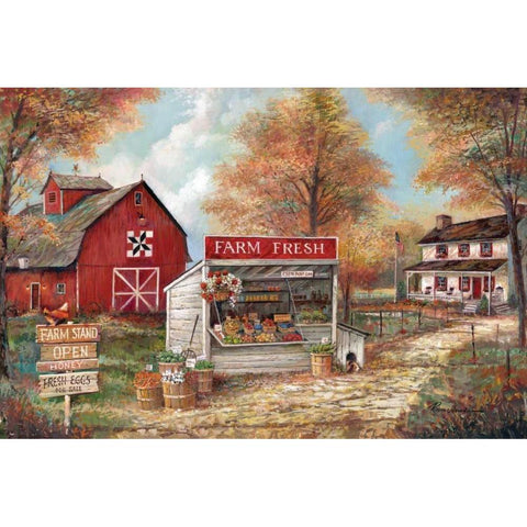 Farm Fresh Gold Ornate Wood Framed Art Print with Double Matting by Manning, Ruane