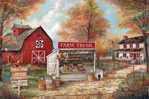 Farm Fresh Black Ornate Wood Framed Art Print with Double Matting by Manning, Ruane