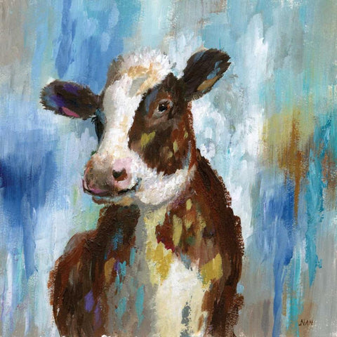 Spring Calf Black Modern Wood Framed Art Print with Double Matting by Nan