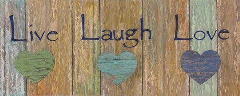 Live, Laugh, Love Black Ornate Wood Framed Art Print with Double Matting by Tava Studios