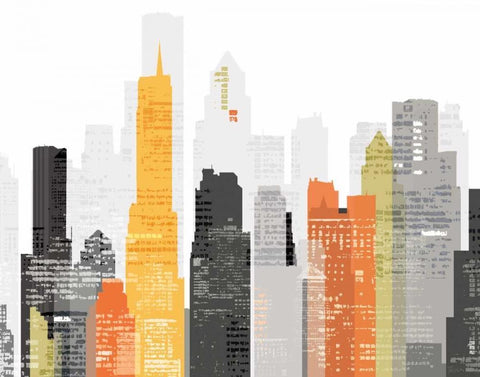 Element City White Modern Wood Framed Art Print with Double Matting by Craven, Katrina