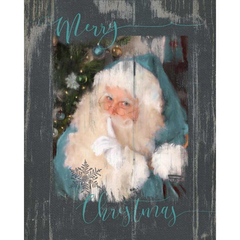 Teal Santa Black Modern Wood Framed Art Print with Double Matting by Robinson, Carol