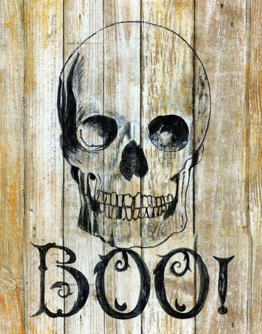 Boo! Black Ornate Wood Framed Art Print with Double Matting by Tava, Janet