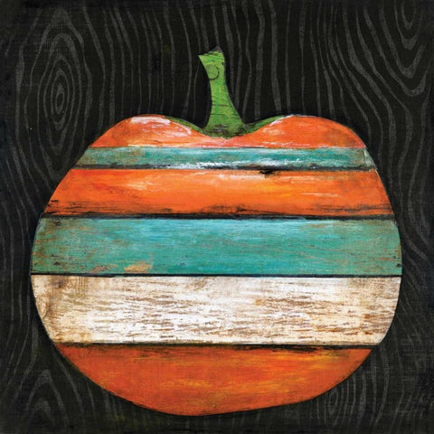 Striped Pumpkin Black Ornate Wood Framed Art Print with Double Matting by Tava, Janet