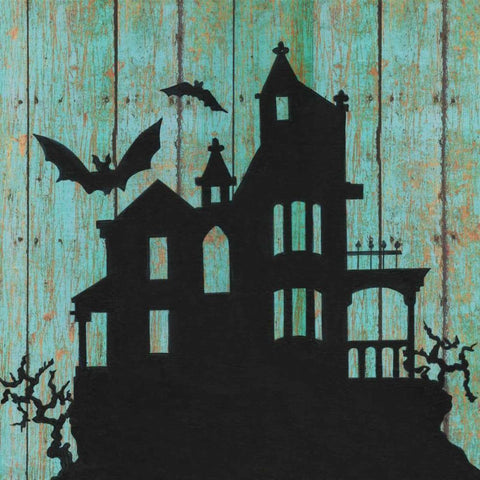 Haunted House White Modern Wood Framed Art Print by Tava, Janet