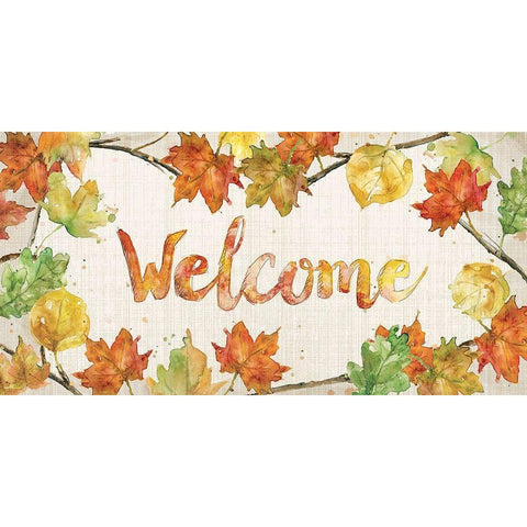 Fall Welcome White Modern Wood Framed Art Print by Robinson, Carol