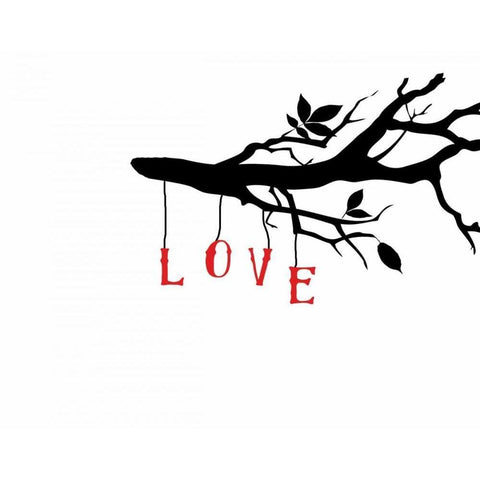 Love Birds I White Modern Wood Framed Art Print by CAD Designs