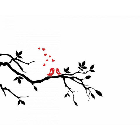 Love Birds II White Modern Wood Framed Art Print by CAD Designs