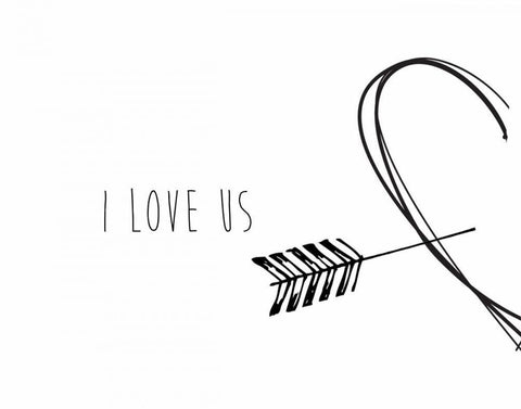 I Love Us White Modern Wood Framed Art Print with Double Matting by CAD Designs