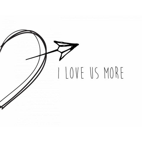 I Love Us More Black Modern Wood Framed Art Print by CAD Designs