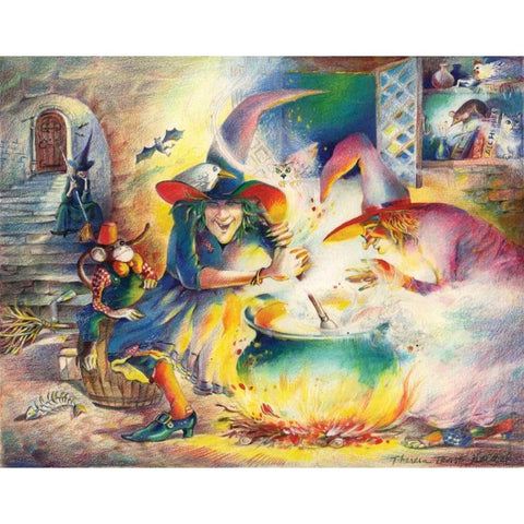 Witches Brew Black Modern Wood Framed Art Print with Double Matting by Troise Heidel, Theresa