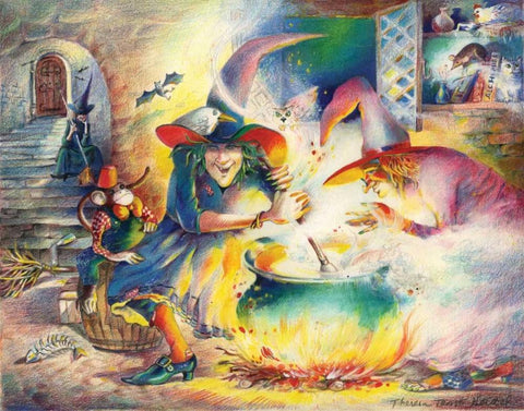 Witches Brew White Modern Wood Framed Art Print with Double Matting by Troise Heidel, Theresa