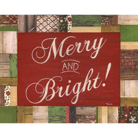 Merry and Bright Black Modern Wood Framed Art Print by Tava Studios