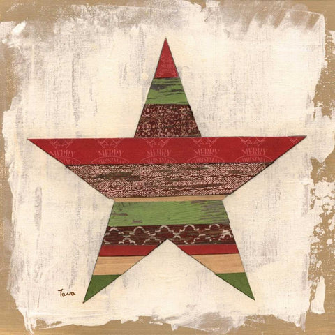 Christmas Star Black Modern Wood Framed Art Print with Double Matting by Tava Studios