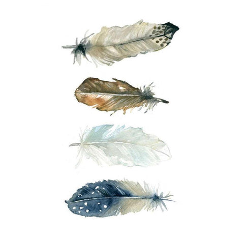 Feather Collection Black Modern Wood Framed Art Print with Double Matting by Robinson, Carol