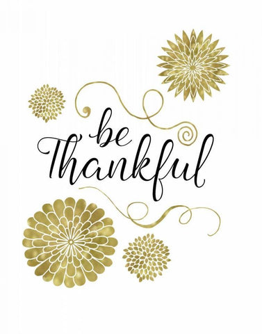 Be Thankful White Modern Wood Framed Art Print with Double Matting by Murray, Amanda