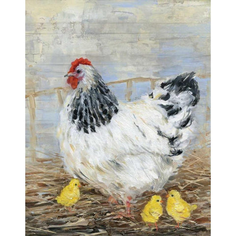 Farmhouse Chicken Black Modern Wood Framed Art Print with Double Matting by Swatland, Sally