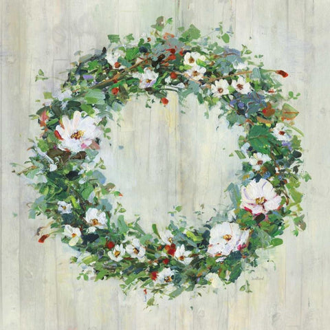 Woodgrain Wreath White Modern Wood Framed Art Print with Double Matting by Swatland, Sally