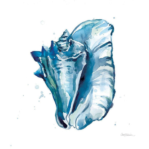 Blue Shell Relax White Modern Wood Framed Art Print with Double Matting by Robinson, Carol